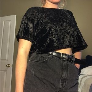 Black velvet crop top